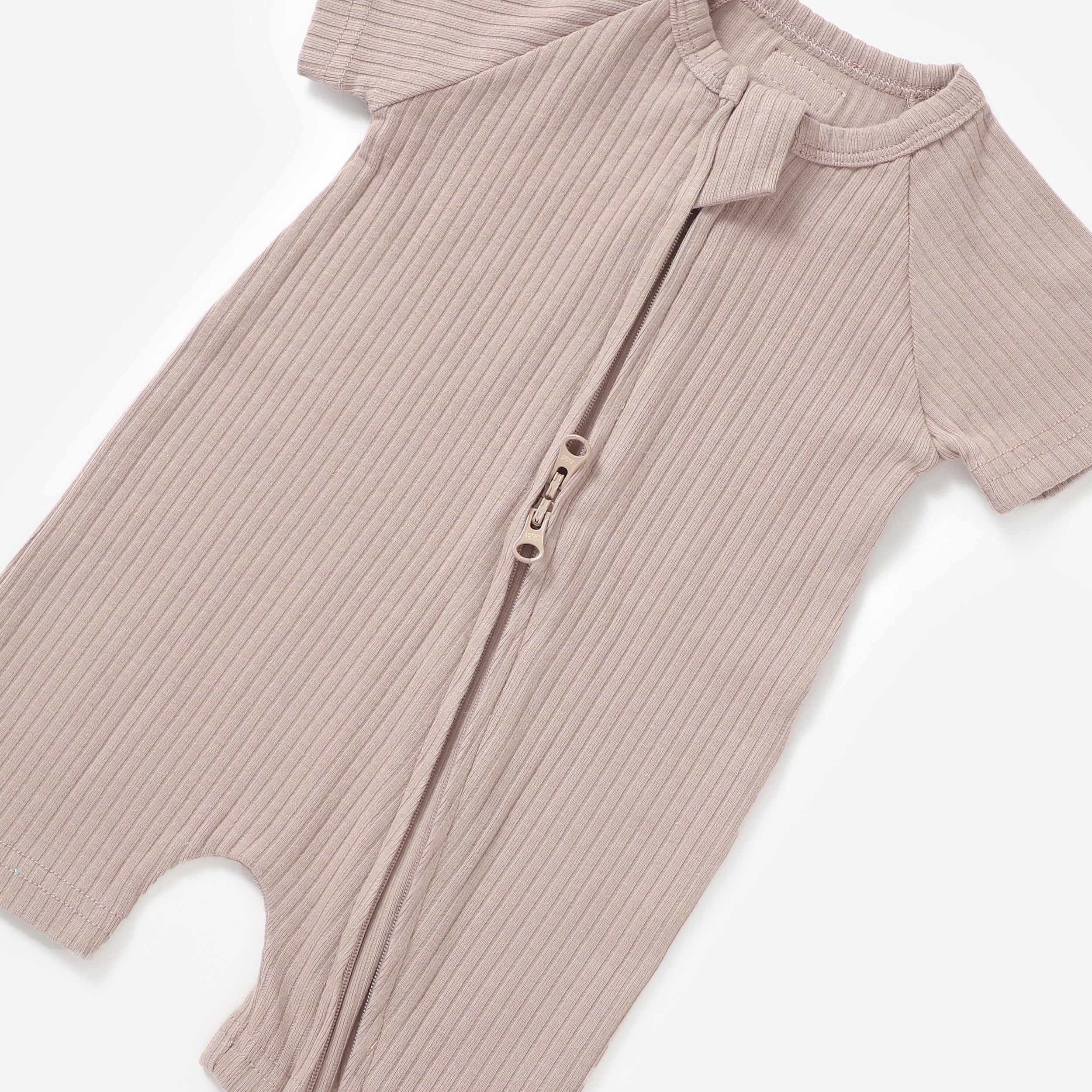 Organic Rib Summer Zipsuit | Oatmeal