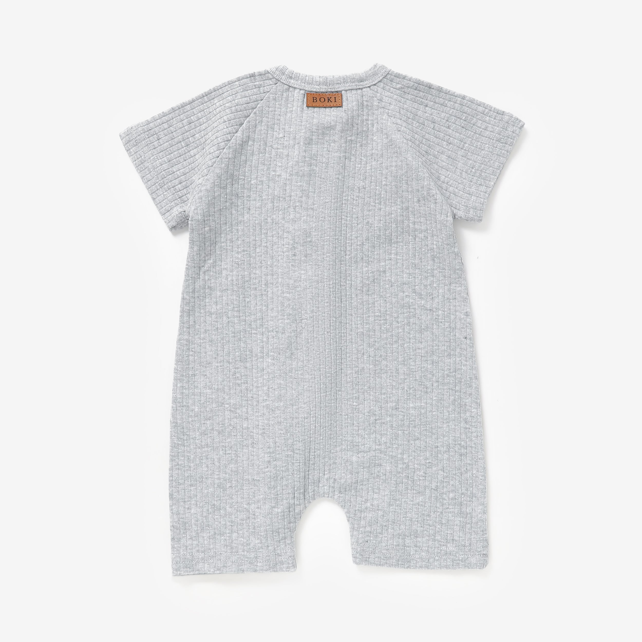 Organic Rib Summer Zipsuit | Light Grey