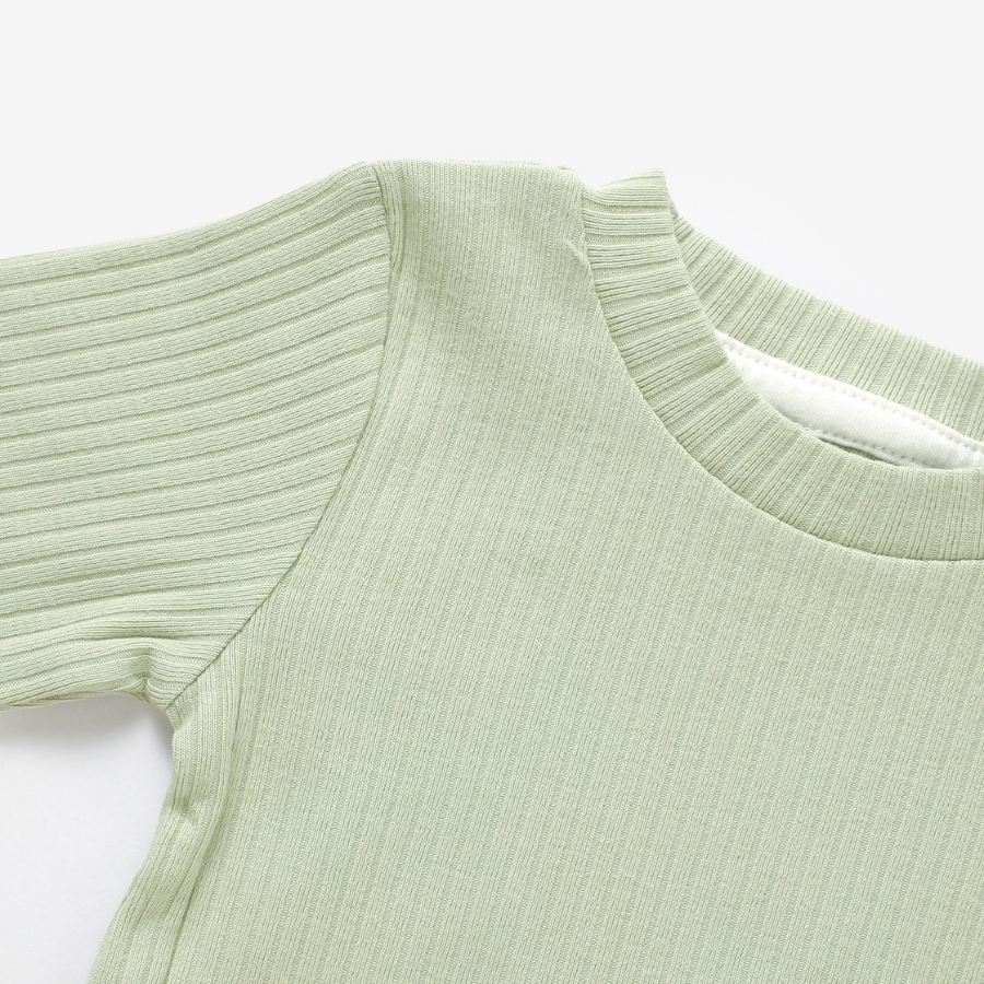 Organic Rib Long sleeve Pyjamas Set | Dried Mint