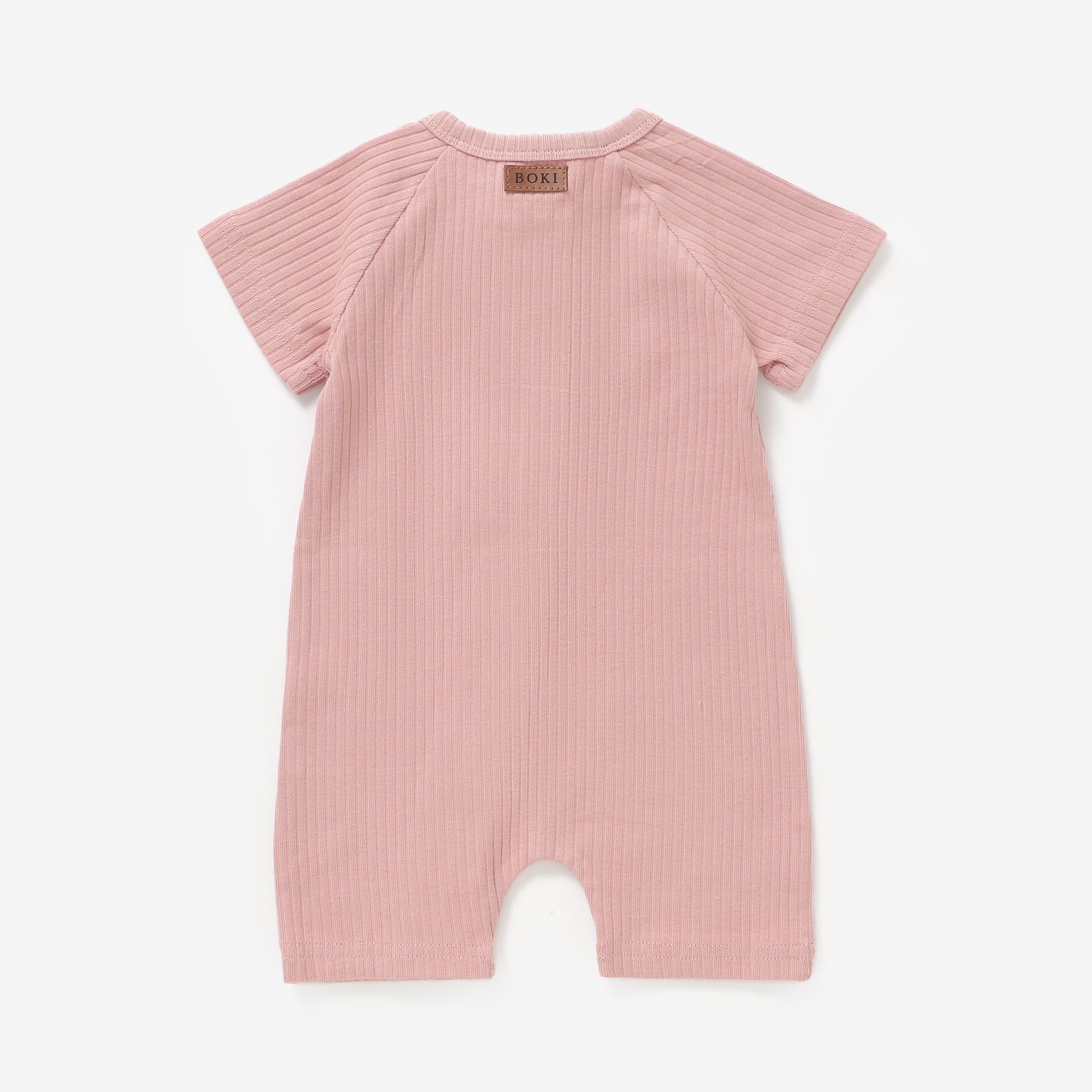 Organic Rib Summer Zipsuit | Pale Rose