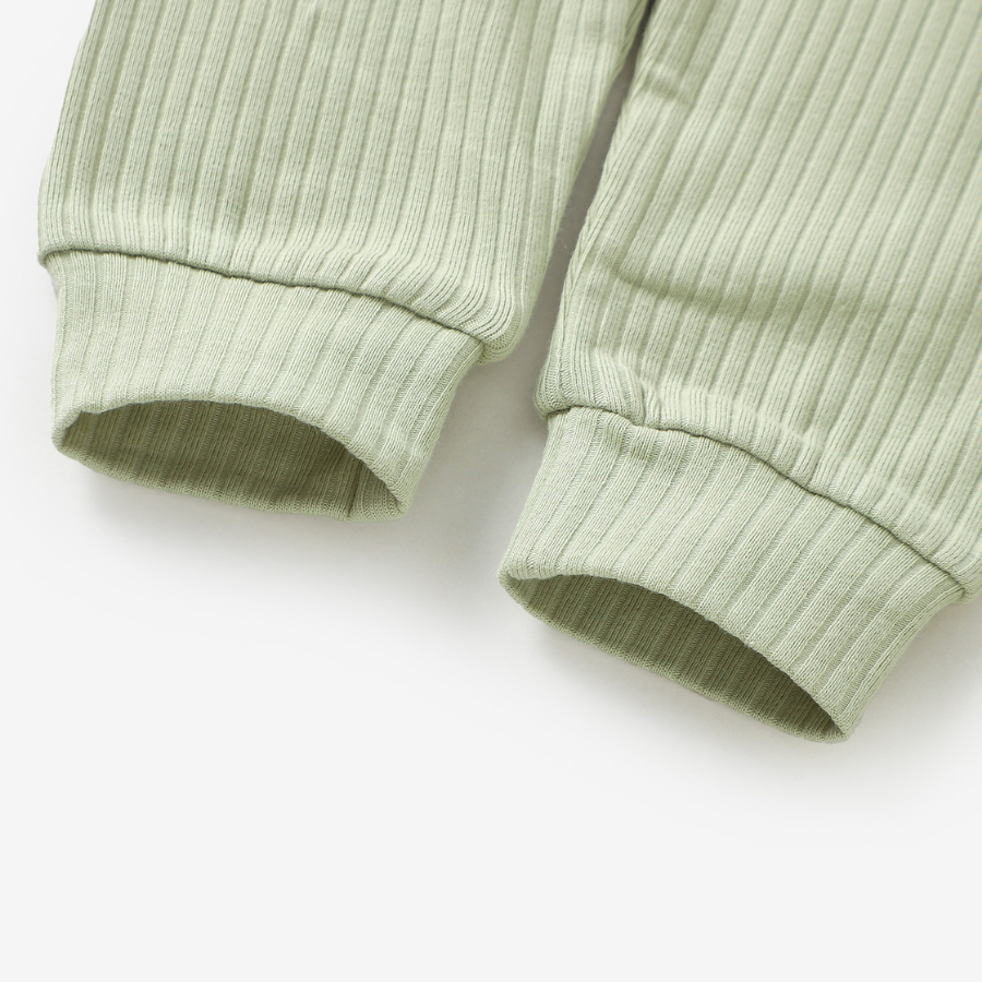 Organic Rib Long sleeve Pyjamas Set | Dried Mint