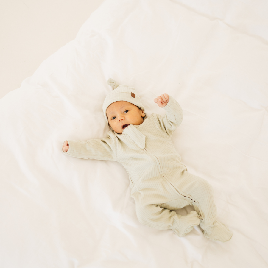 Organic Cotton 2-way Zipsuit with Footies & Mittens | Dried Mint
