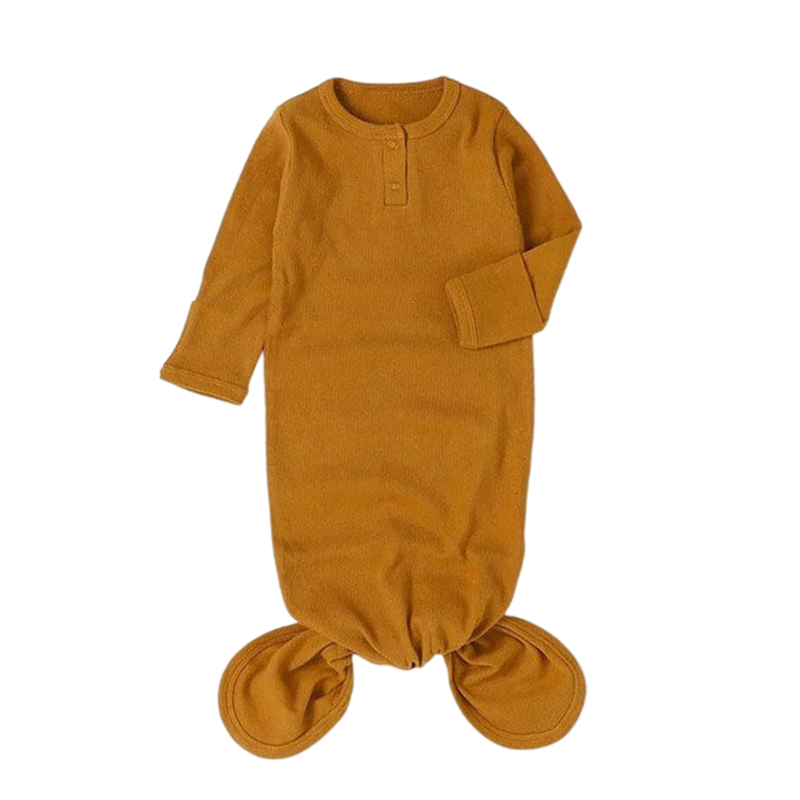 Organic Cotton Ribbed Knot Gown | Rust