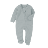 Organic Rib Zipsuit with Footies & Mittens | Light Blue