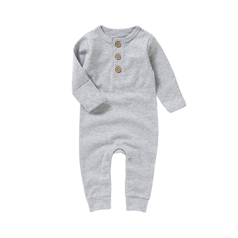 Organic Cotton Long-Sleeve Growsuit | Dove Grey - BOKI