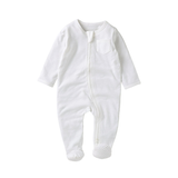 Organic Cotton Zipsuit with Footies & Mittens | White